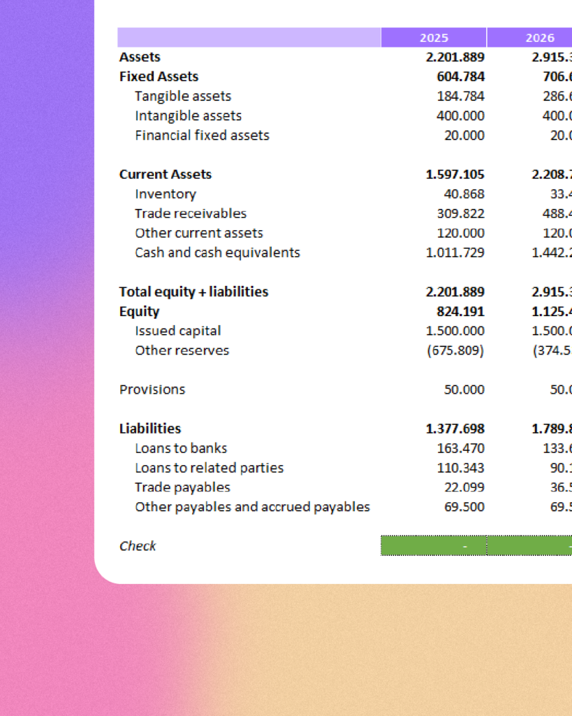Financieel Model SAAS template download