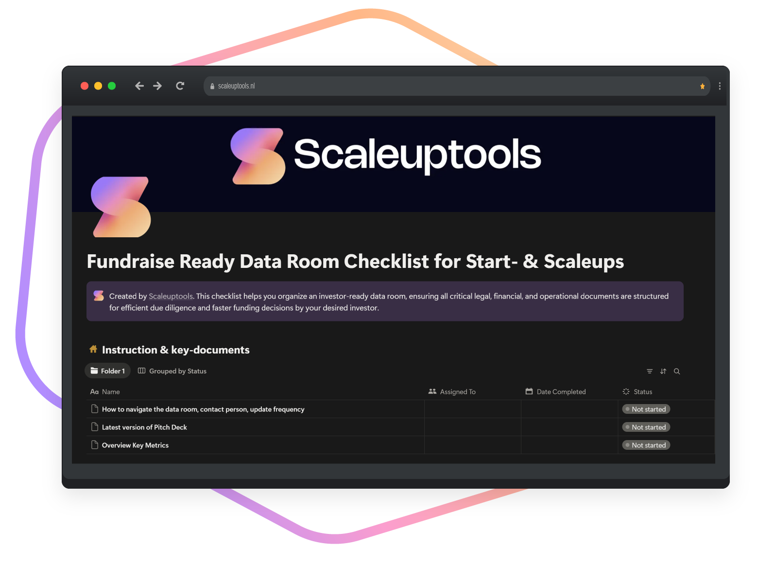 Data room checklist startup