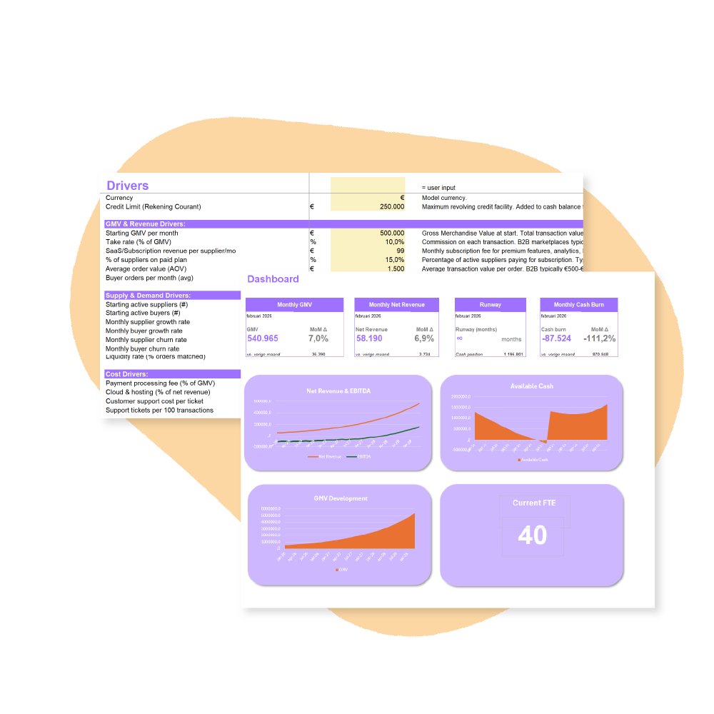 financieel model marketplace excel download